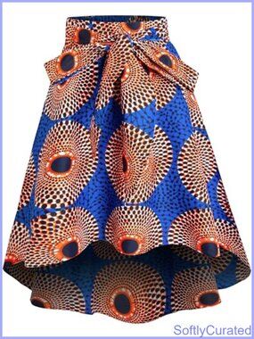 Handmade African Print Wax Maxi Skirt High Rise Floral Ankara Style